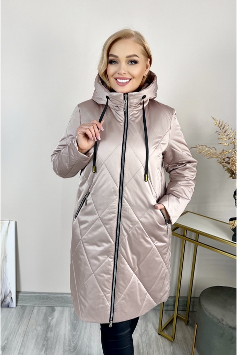 Женское пальто из текстиля с капюшоном 8024040